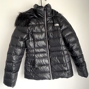 The North Face Black Puffer Jacket with High Collar